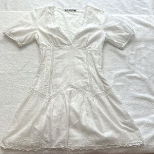 ZARA - Embroidered V-Neck Mini Dress